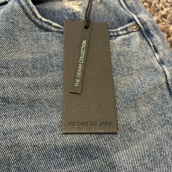 One X One Teaspoon Jeans 27 Blue Freebird Frayed Hems Mid Rise Double Waistband - Picture 5 of 14